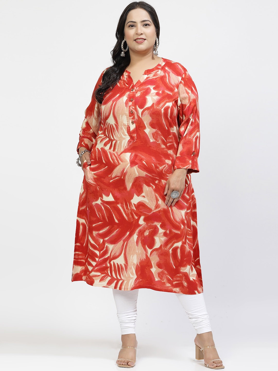 

plusS Women Dyed Kurta, Orange