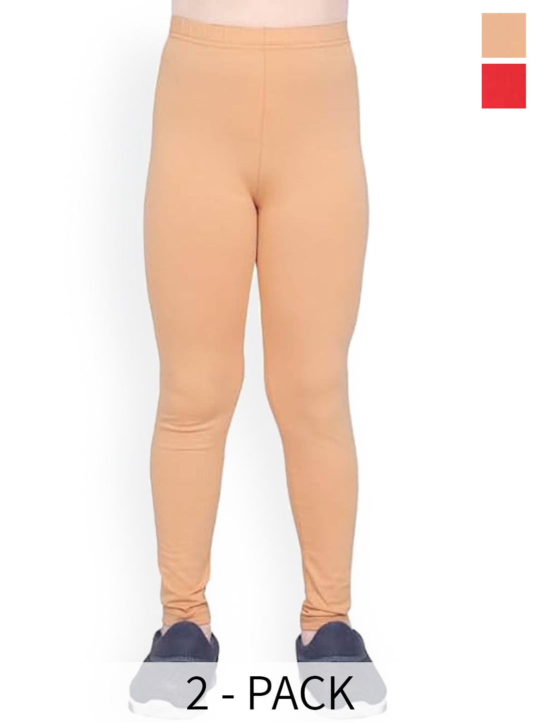 

FRENCH KLEIDER Girls Pack Of 2 Churidar-Length Leggings, Red