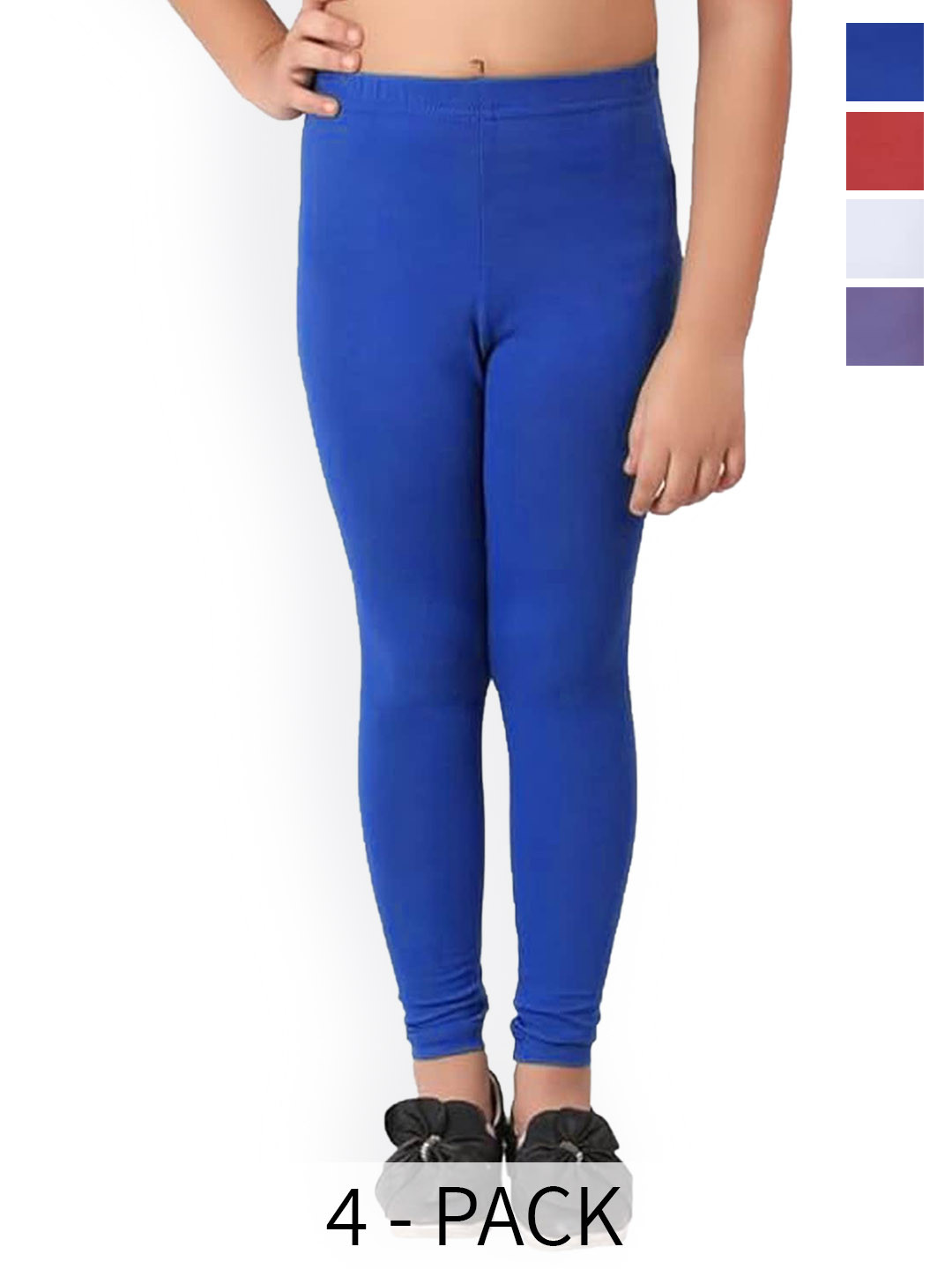 

FRENCH KLEIDER Girls Pack Of 4 Churidar-Length Leggings, Blue
