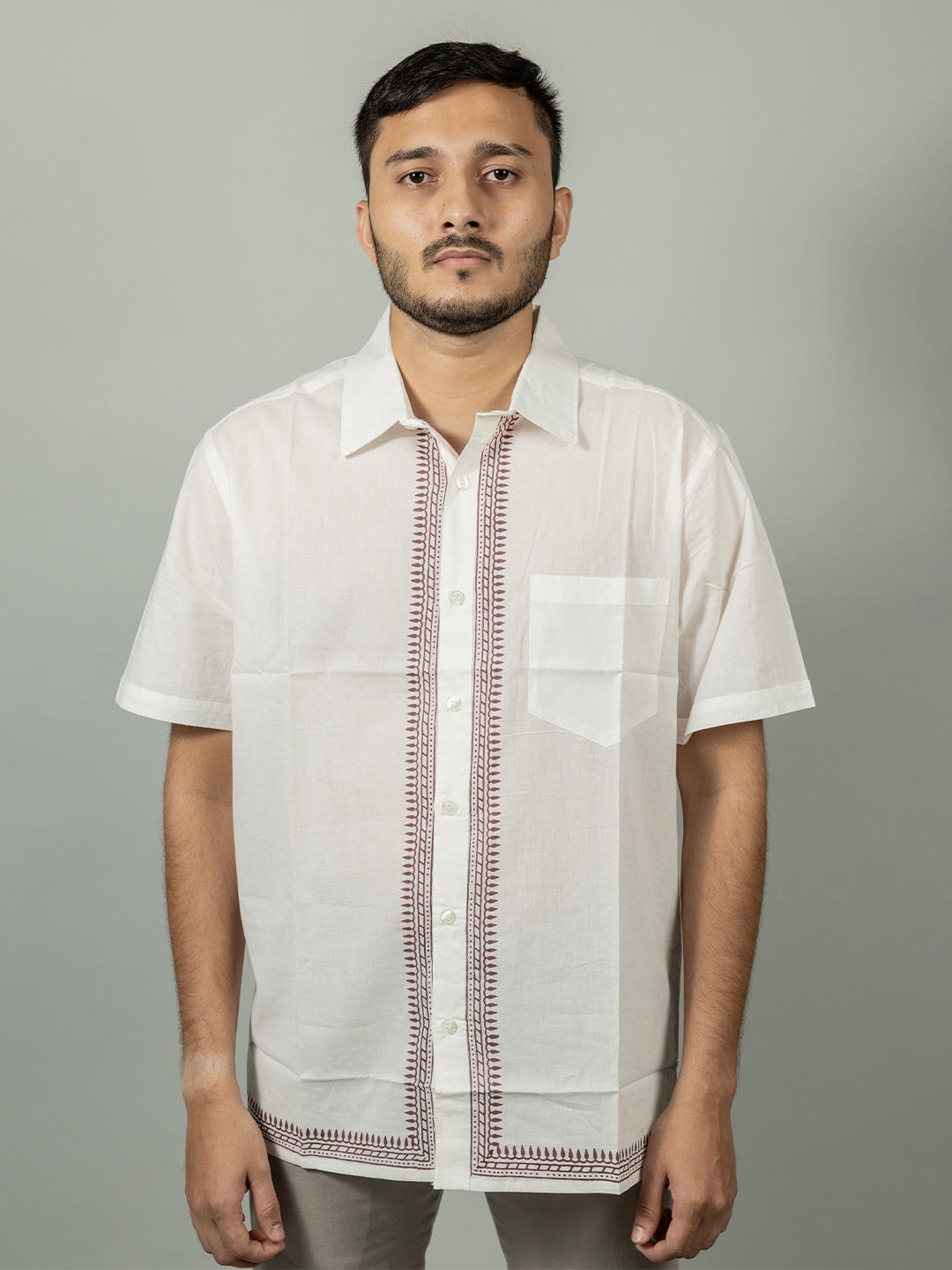 

INDIKA Men Horizontal Stripes Opaque Striped Casual Shirt, White
