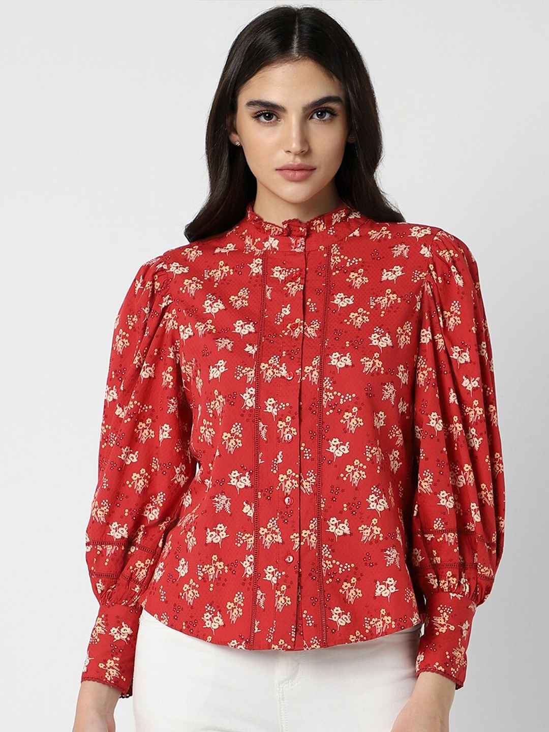 

Van Heusen Woman Women Floral Opaque Printed Casual Shirt, Red