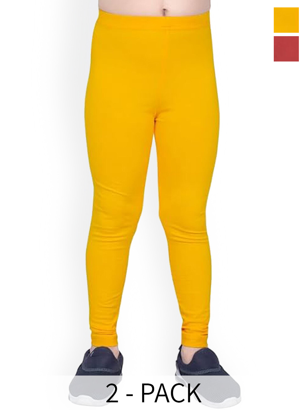 

BAESD Girls Pack Of 2 Churidar-Length Leggings, Yellow