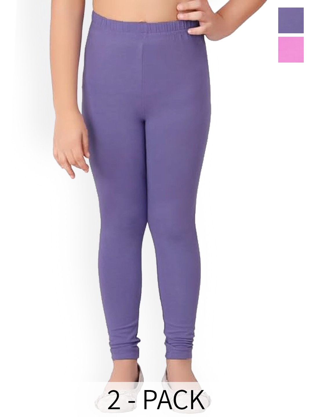

BAESD Girls Pack Of 2 Churidar-Length Leggings, Purple