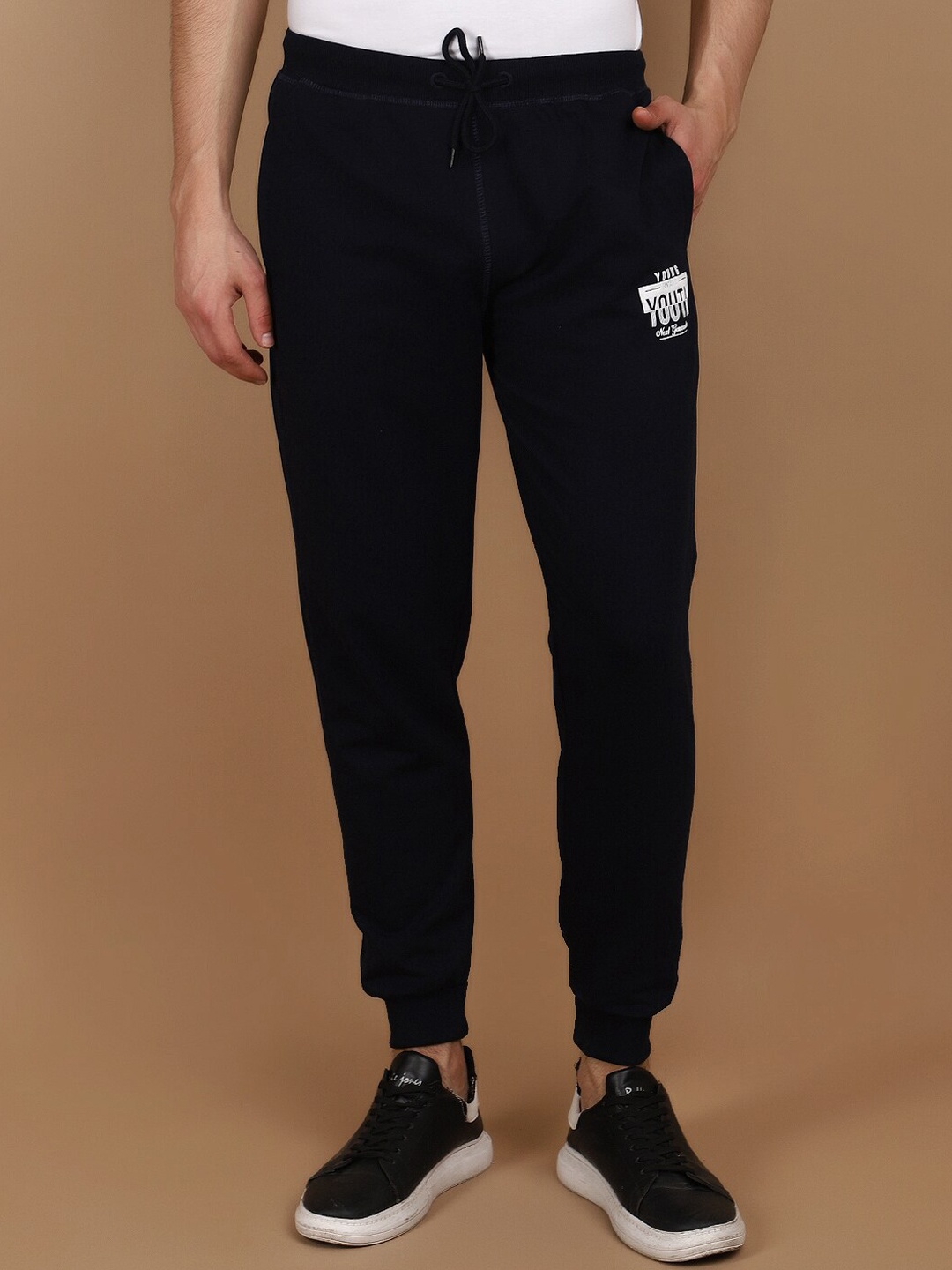 

V-Mart Men Mid Rise Cotton Joggers, Navy blue