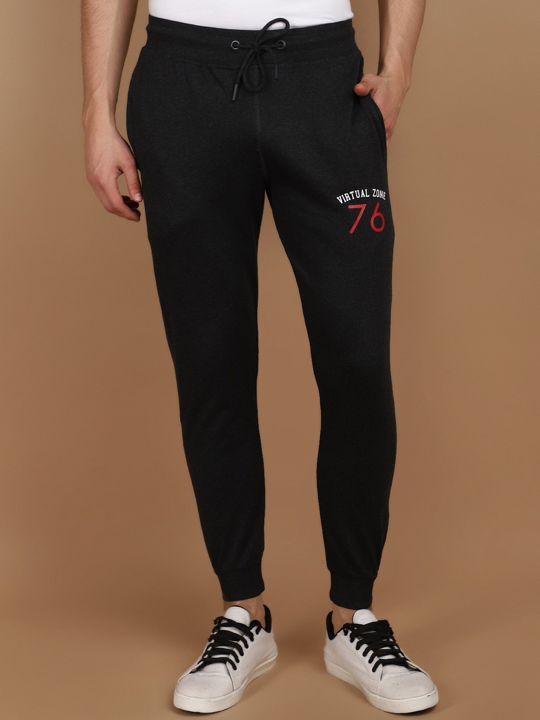

V-Mart Men Mid Rise Cotton Joggers, Charcoal