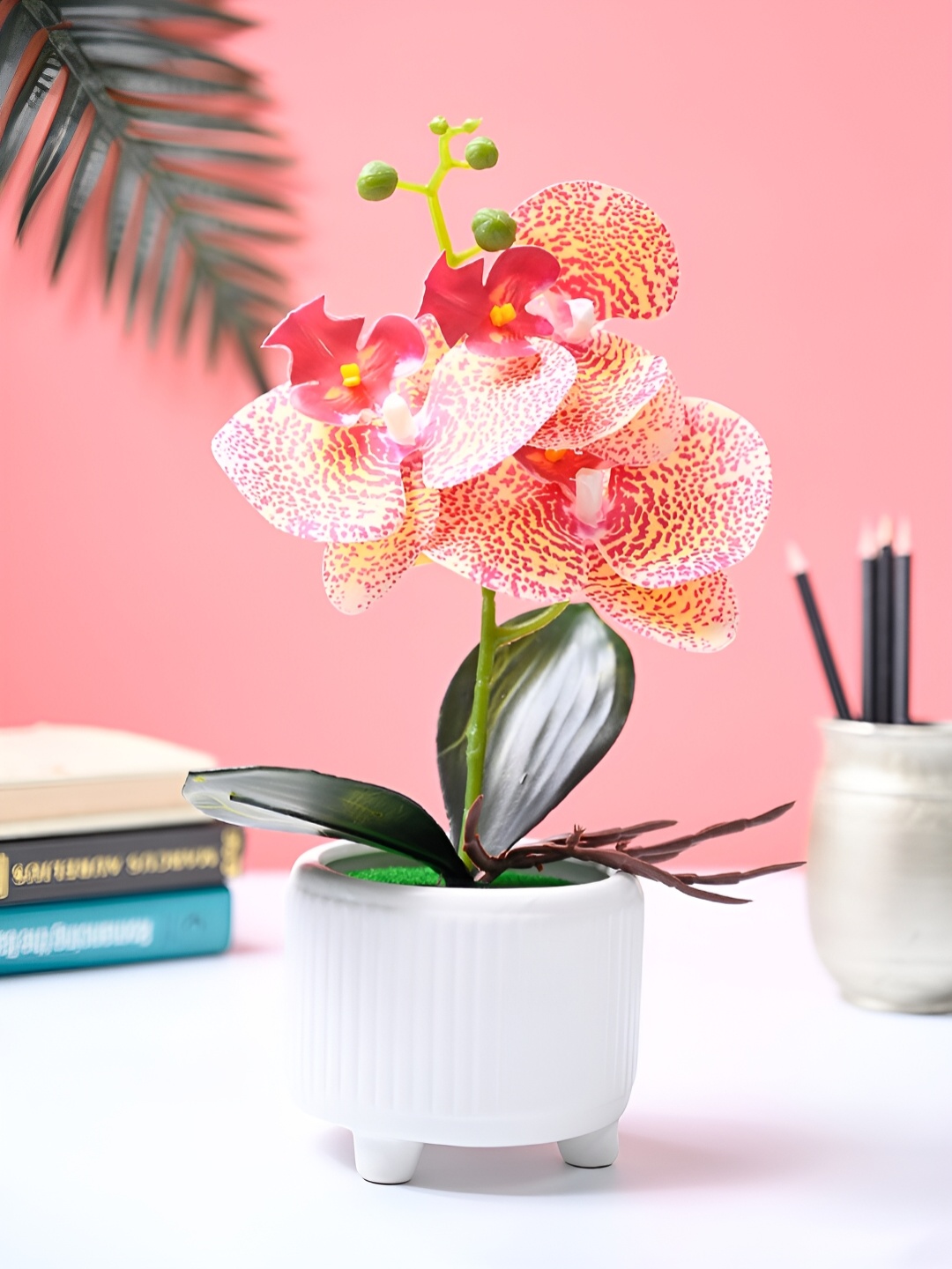 

MARKET99 White & Pink Orchid Artificial Flower With Pot