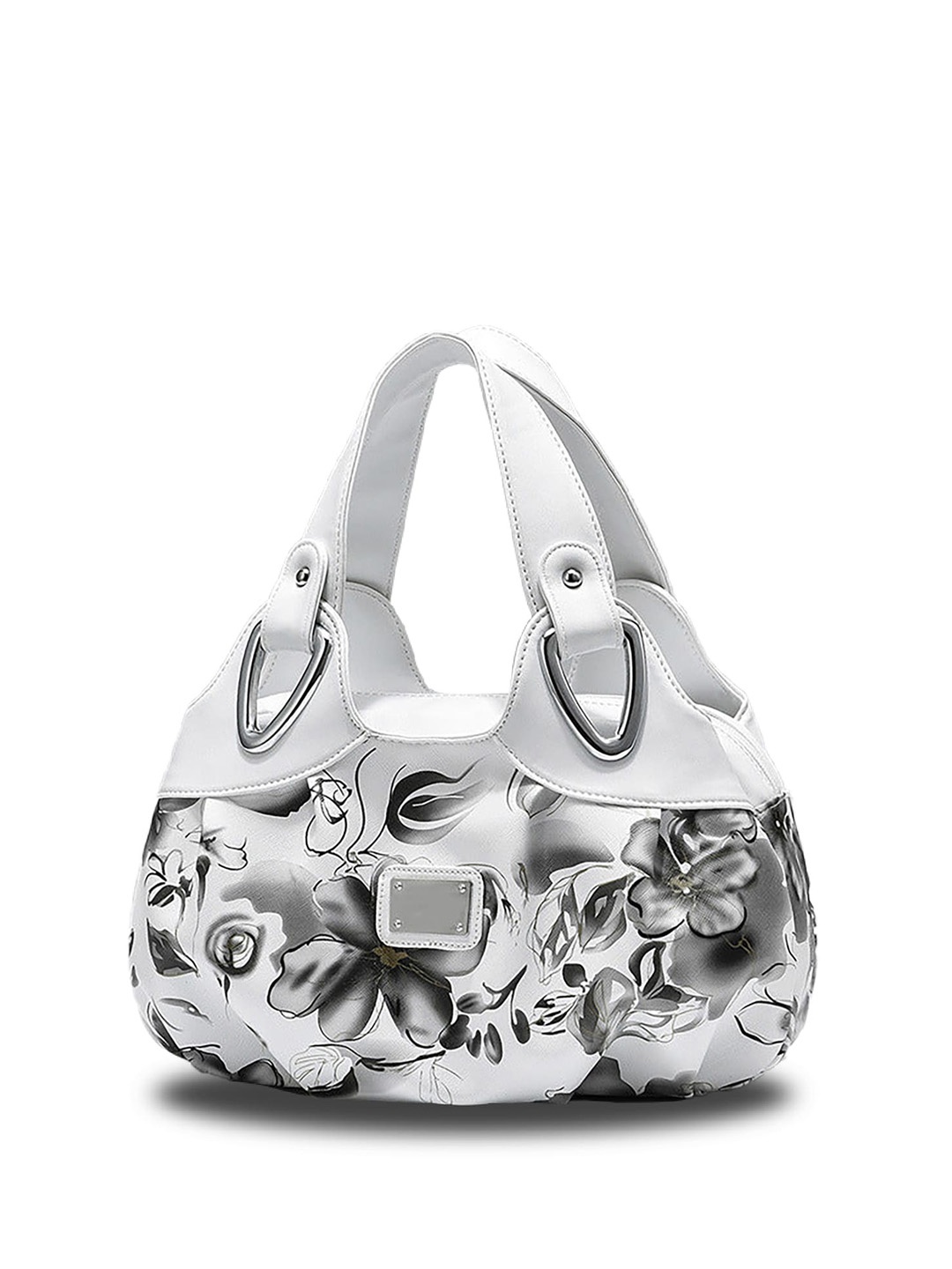 

SYGA Floral Leather Bucket Handheld Bag with Tasselled, Grey