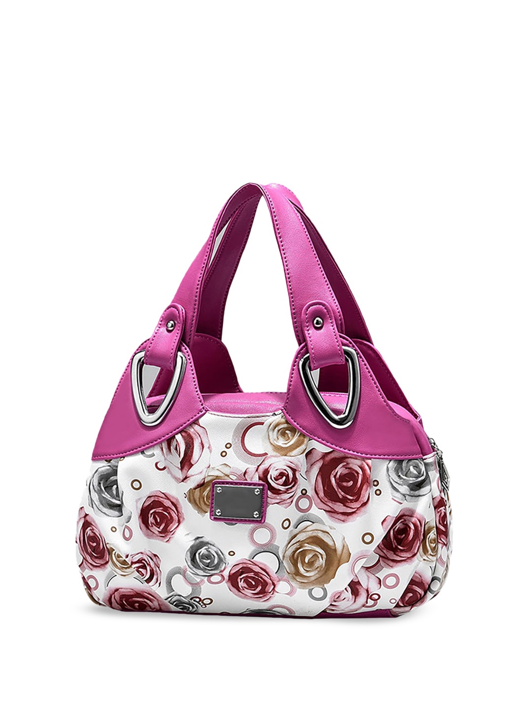 

SYGA Printed Leather Shopper Tote Bag with Applique, Red