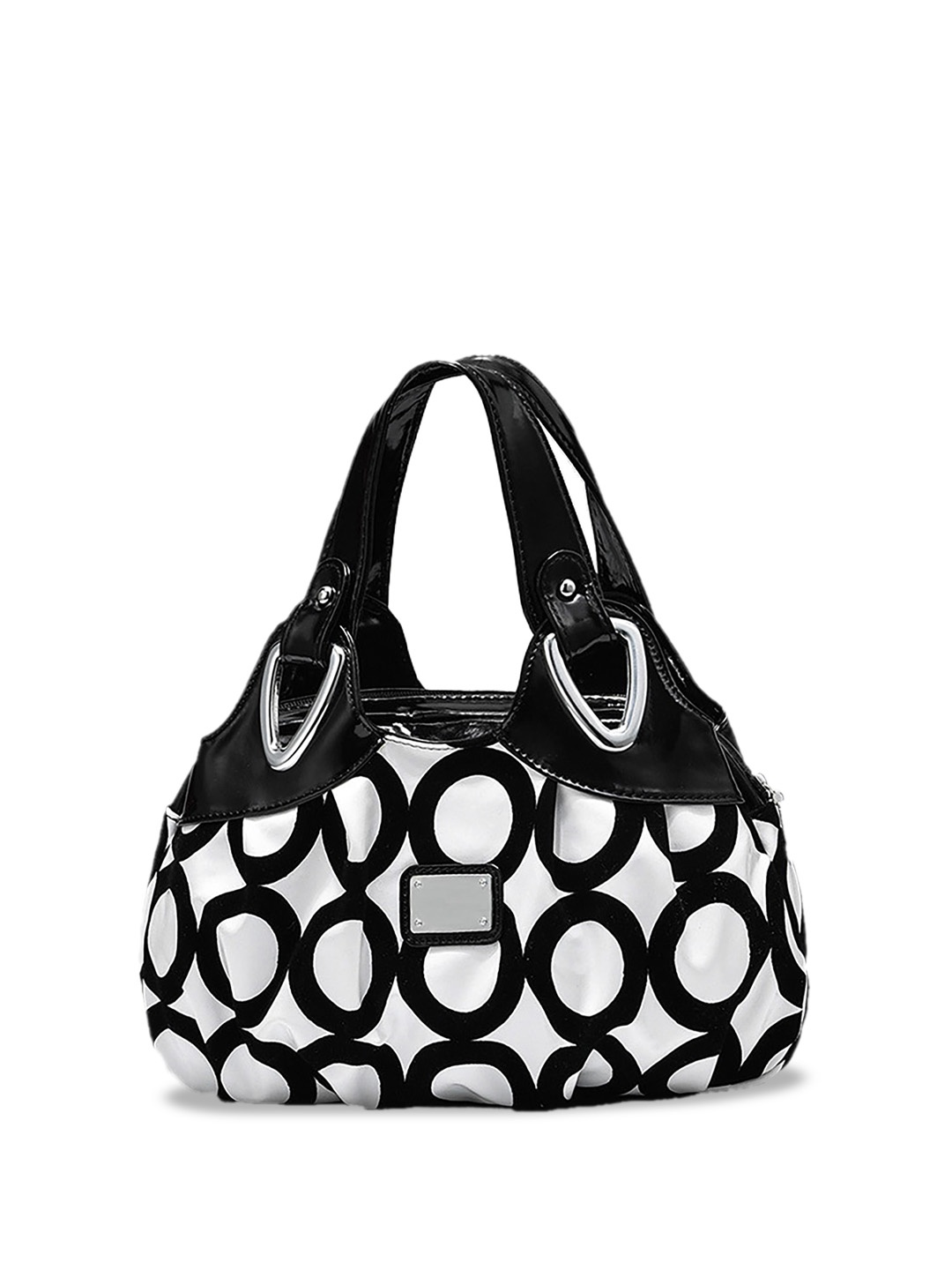 

SYGA Leather Oversized Structured Handheld Bag with Applique, White