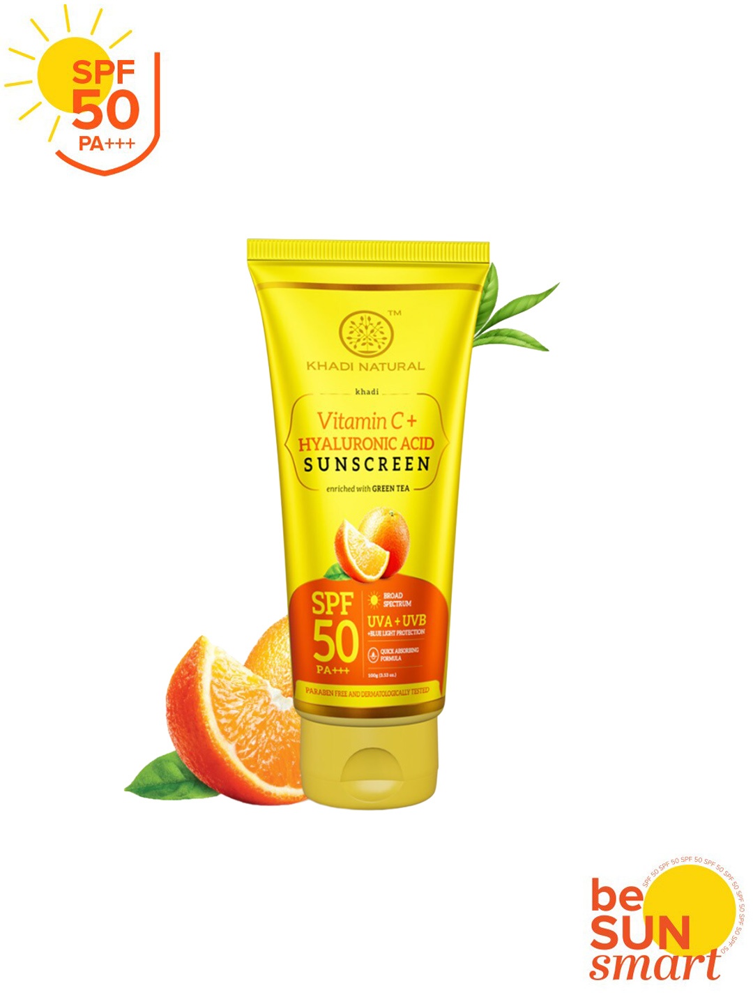 

Khadi Natural Vitamin C & Hyaluronic Acid Sunscreen SPF 50 PA+++ - 100g, Mustard