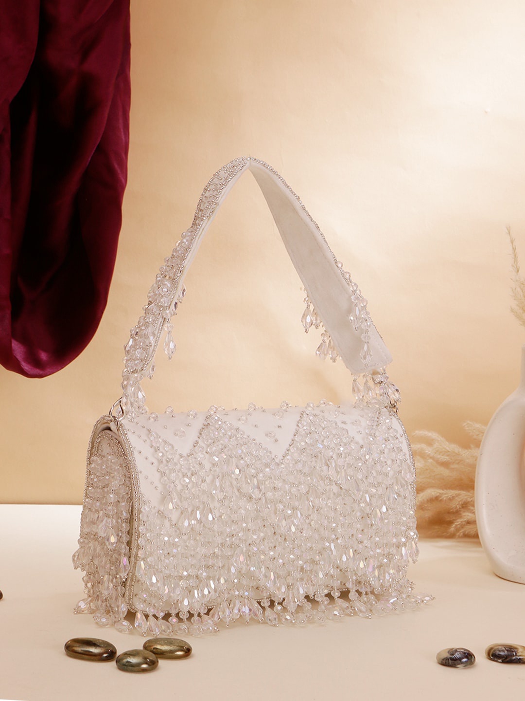 

Swisni Embellished Purse Clutch, White