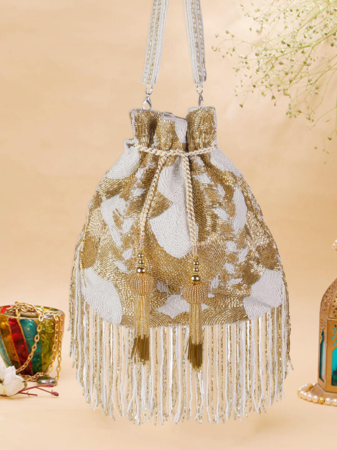 

Swisni Embellished Potli, Gold