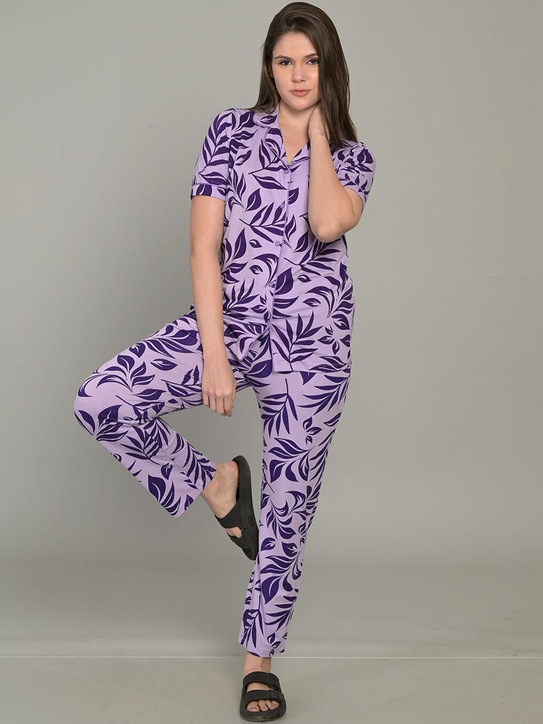 

MAYSIXTY Women Printed Night suit, Purple