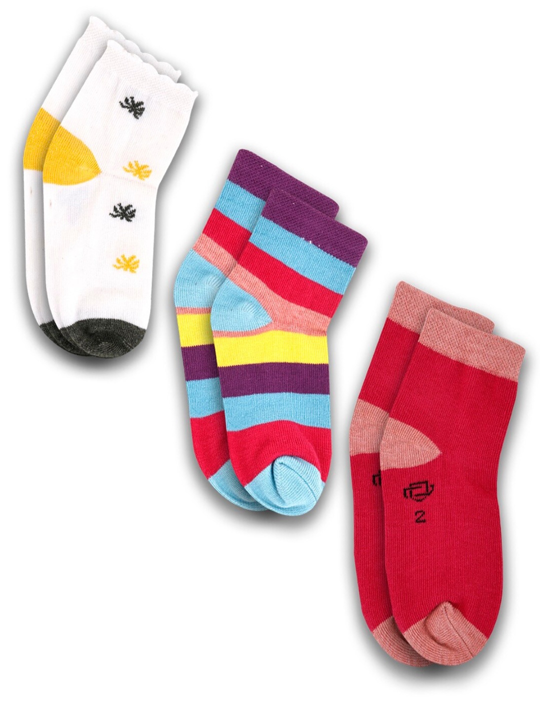 

Dollar Socks Kids Pack Of 3 Assorted Cotton Ankle-Length Socks