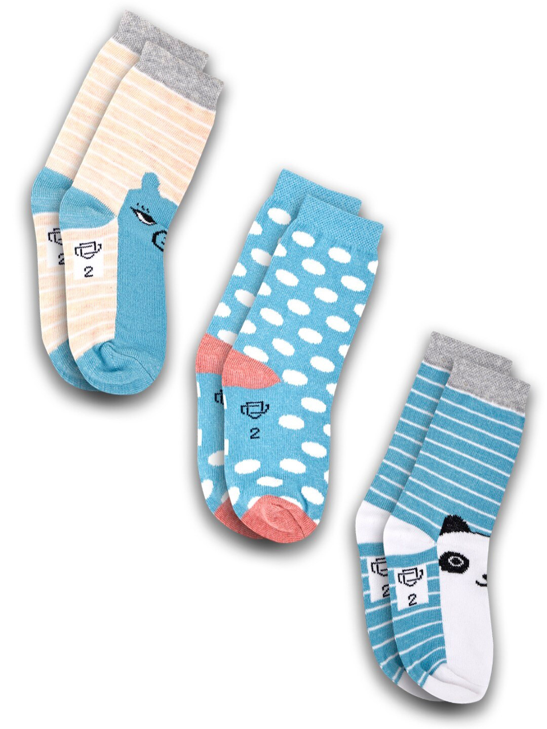 

Dollar Socks Kids Pack Of 3 Assorted Patterned Cotton Calf-Length Socks