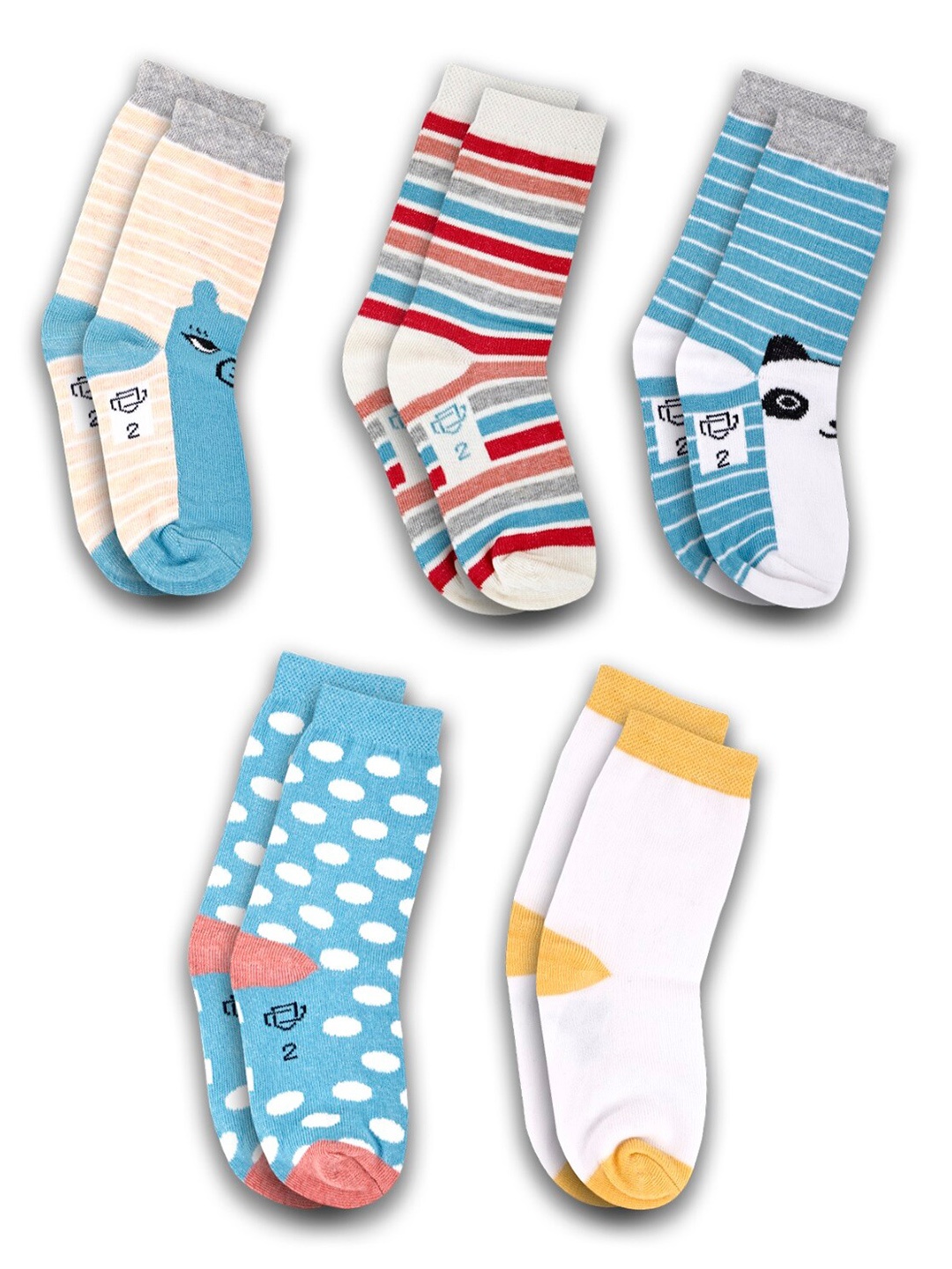 

Dollar Socks Kids Pack Of 5 Assorted Patterned Cotton Calf -Length Socks