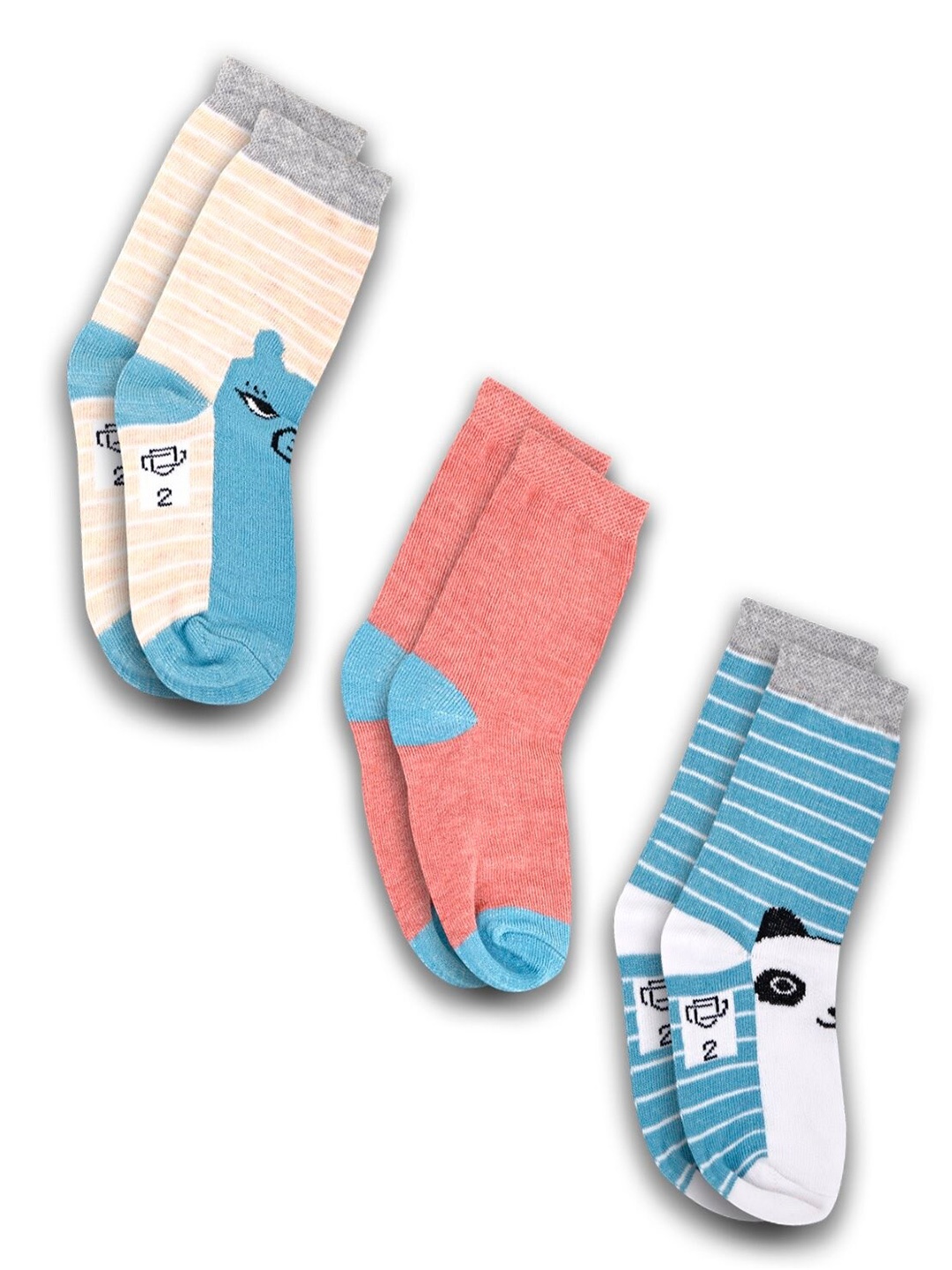 

Dollar Socks Kids Pack Of 3 Assorted Patterned Cotton Calf -Length Socks