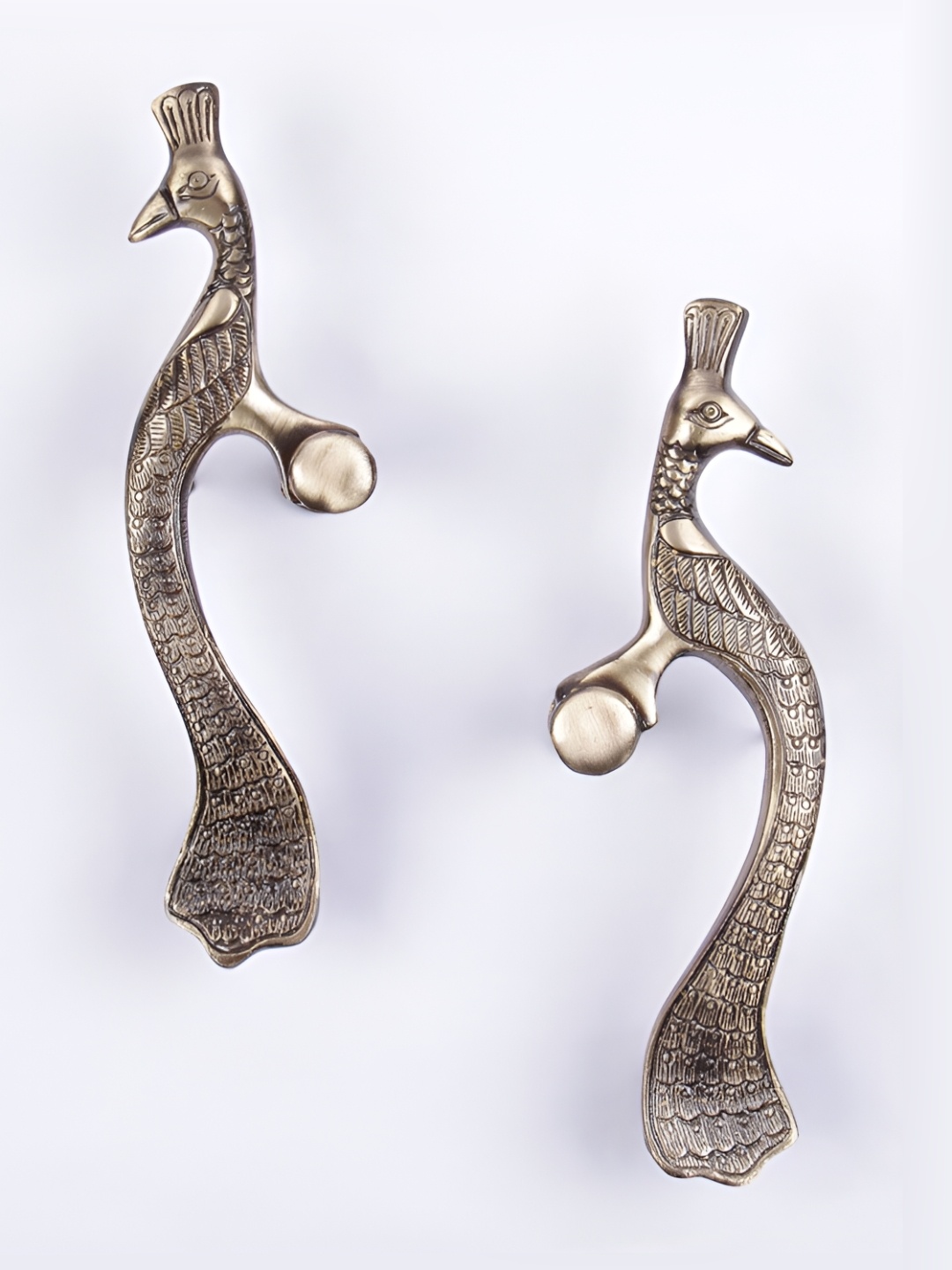 

Aakrati 2 Pieces Brass Peacock-Shaped Door Handles, Brown