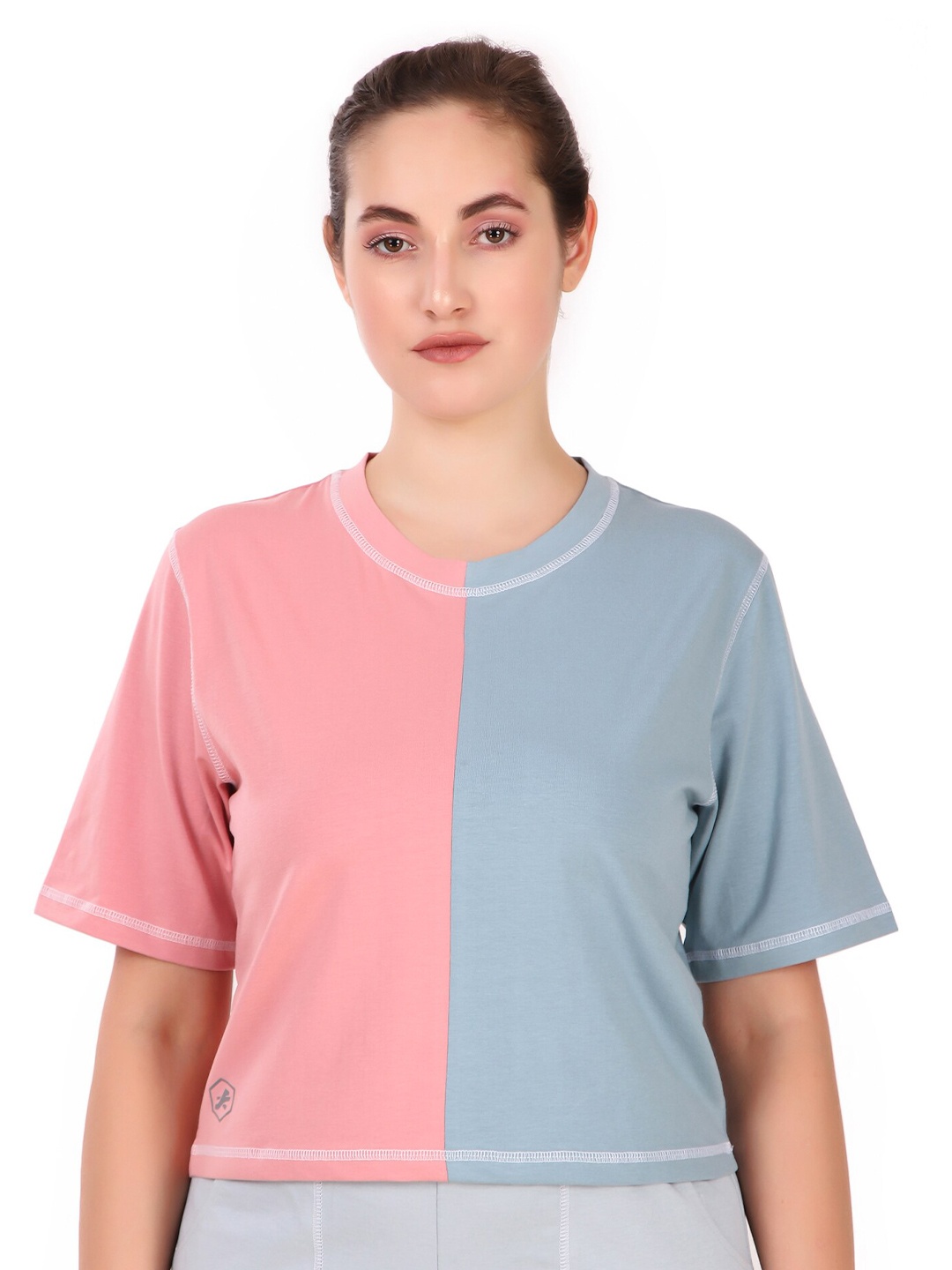 

REDESIGN Colourblocked Cotton Top, Pink