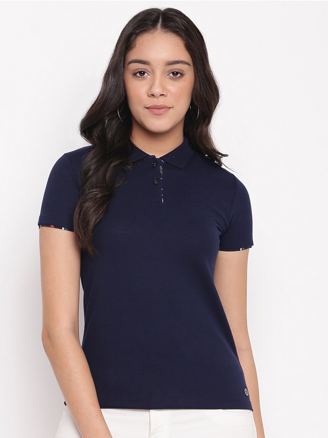 

Miss Grace Polo Collar Pure Cotton T-shirt, Navy blue