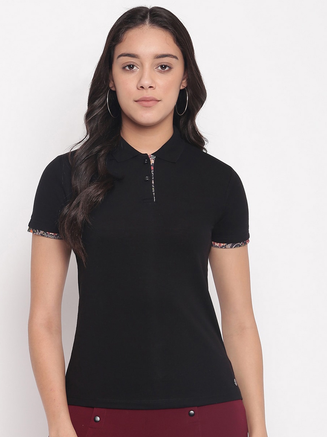 

Miss Grace Polo Collar Pure Cotton T-shirt, Black