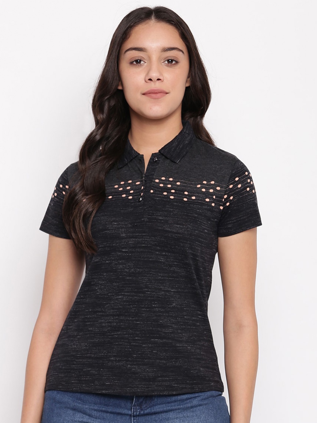 

Miss Grace Polo Collar Pure Cotton T-shirt, Black