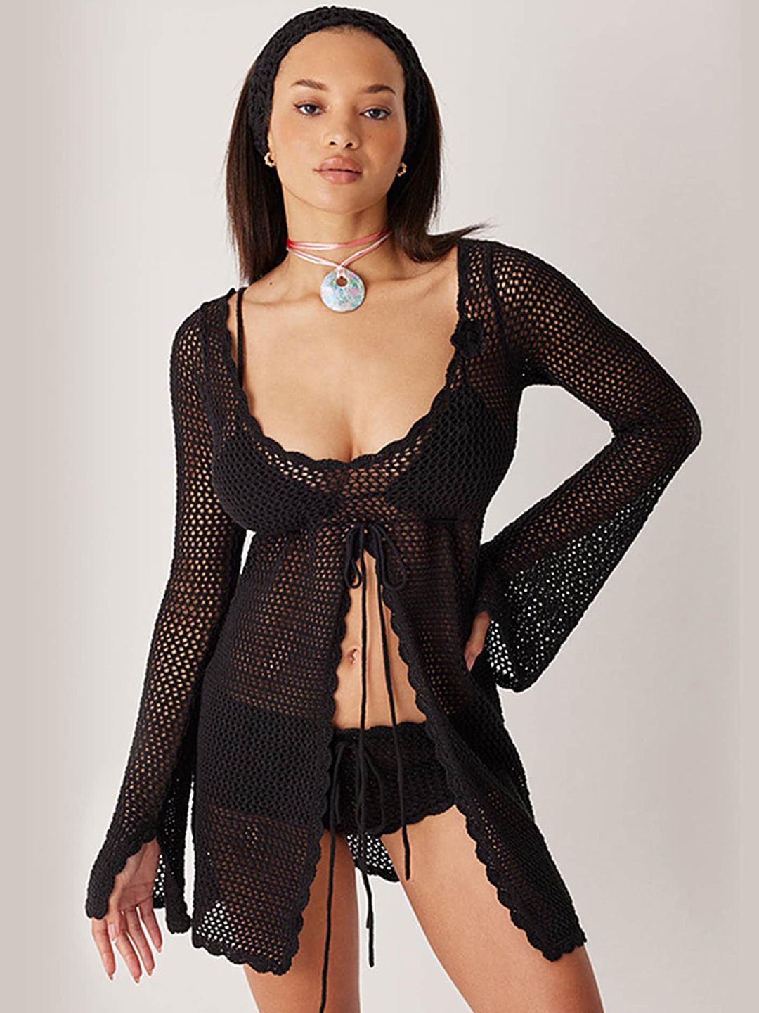 

LULU & SKY Self Designed Swimwear Cover Up Dress, Black