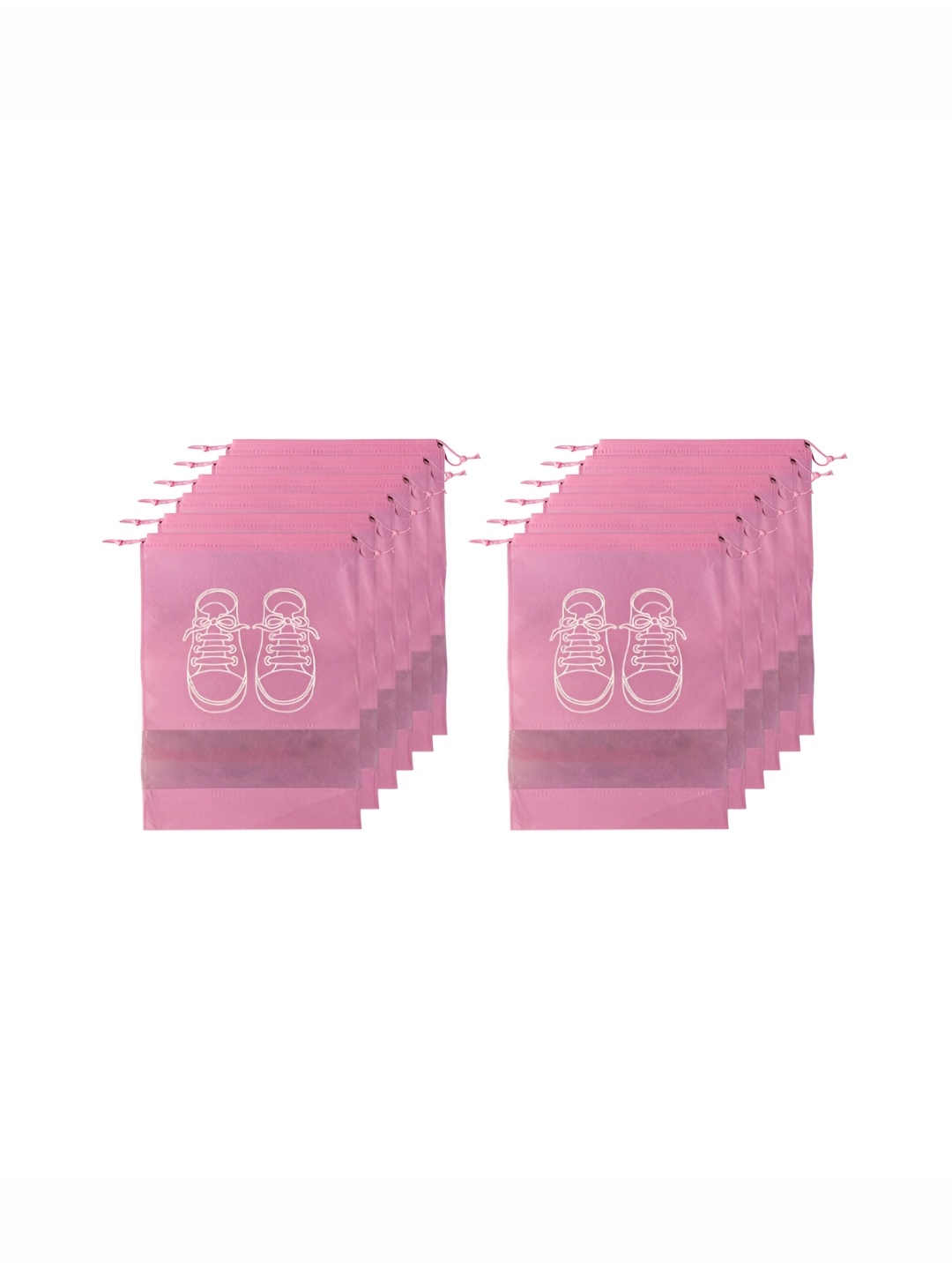 

UniKart Pack of 12 Waterproof Shoe Bag With Clear Window, Pink