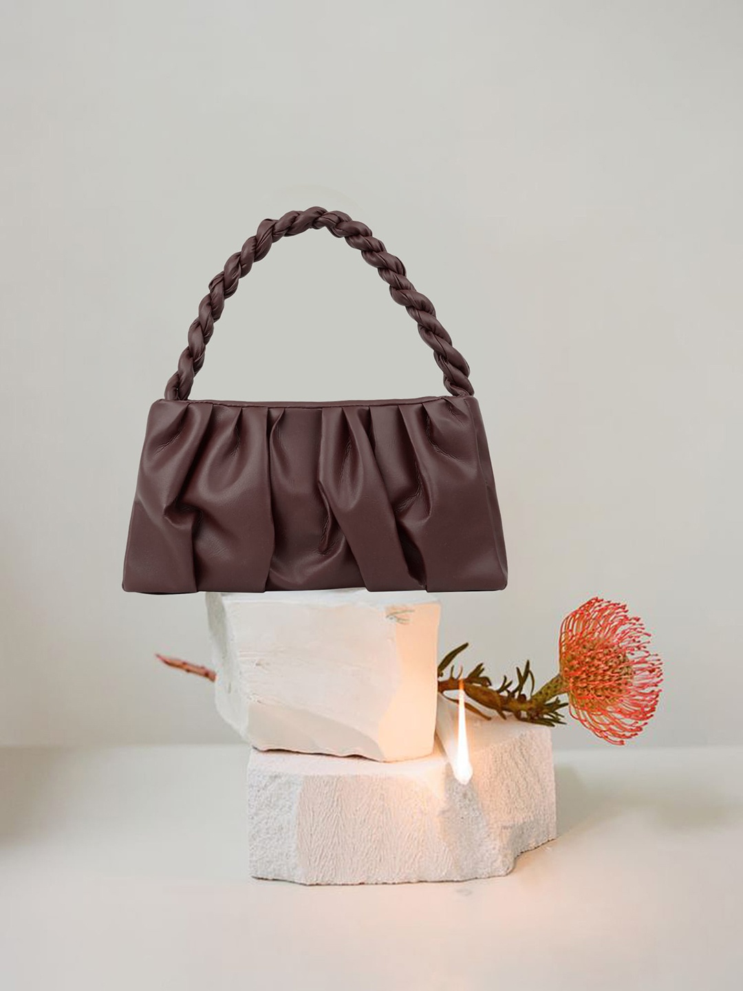 

OsaiZ Textured Structured Handheld Bag, Brown