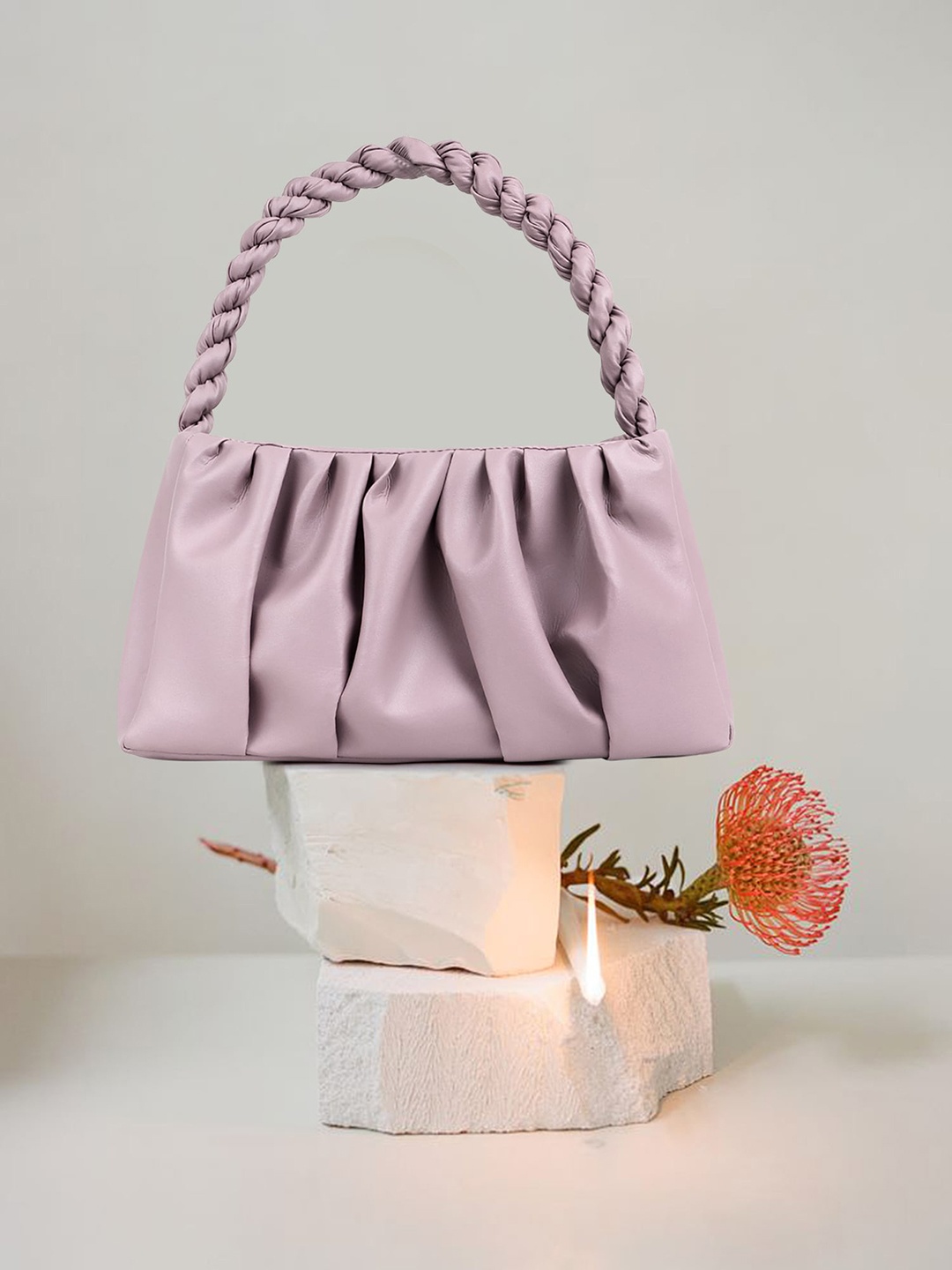 OsaiZ Textured Structured Handheld Bag, Pink