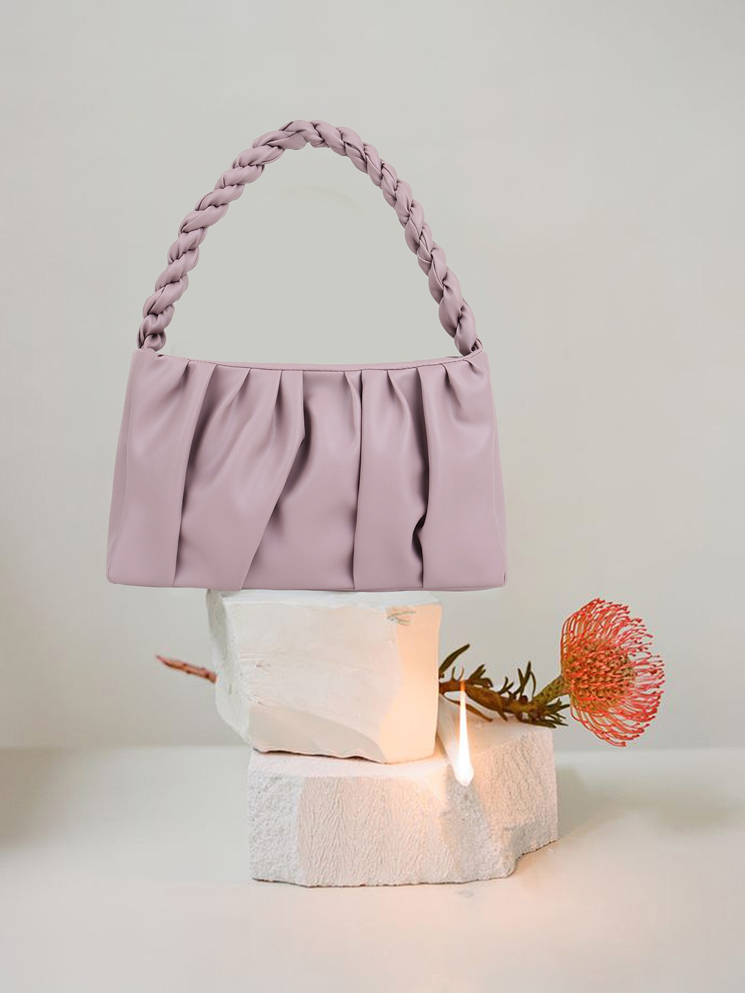

OsaiZ Textured Structured Handheld Bag, Purple