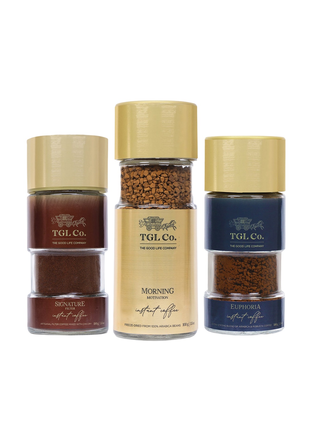 

TGL Co. Set Of 3 Bottles of Best Instant Coffee Powder- 100 G, Brown