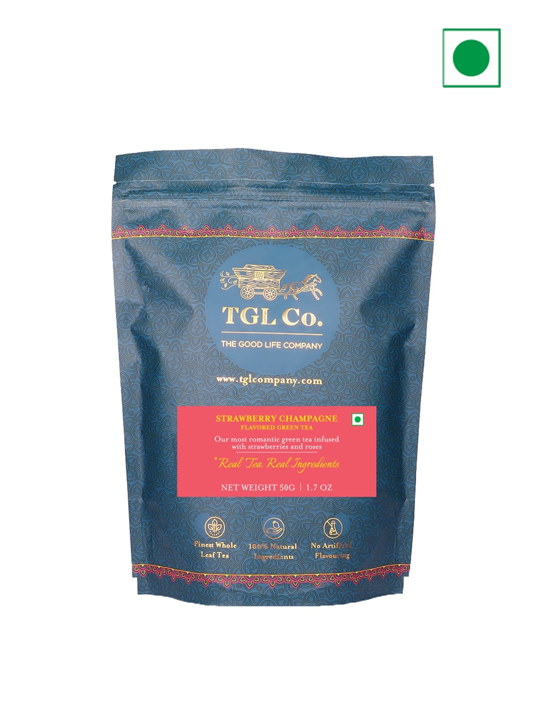 

TGL Co. Strawberry Champagne Flavoured Tea - 50 gm, Blue