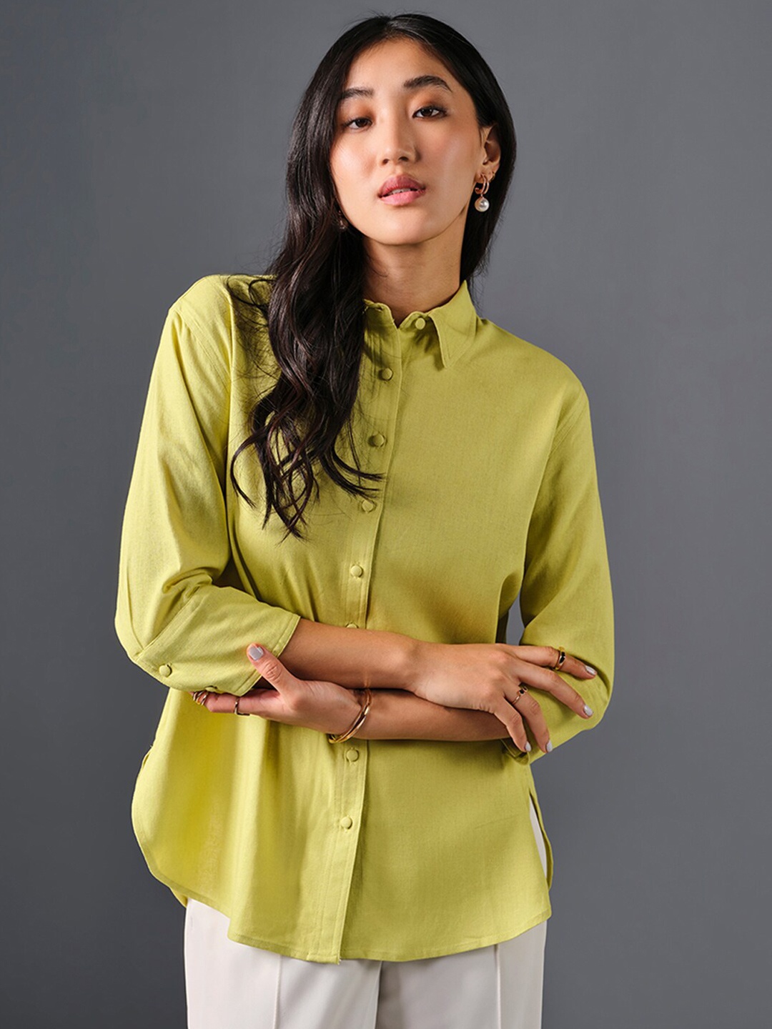 

AND Shirt Style Top, Green