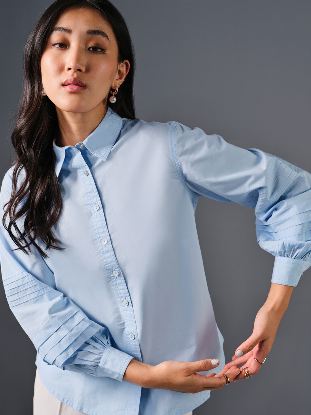 

AND Cotton Shirt Style Top, Blue