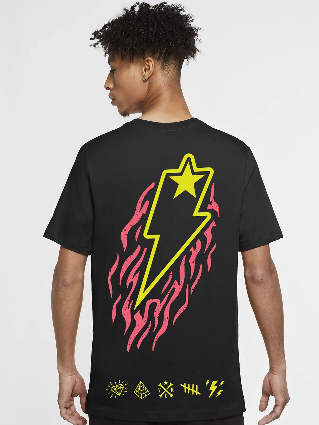 

SUPERVEK Unisex Printed Raw Edge T-shirt, Black
