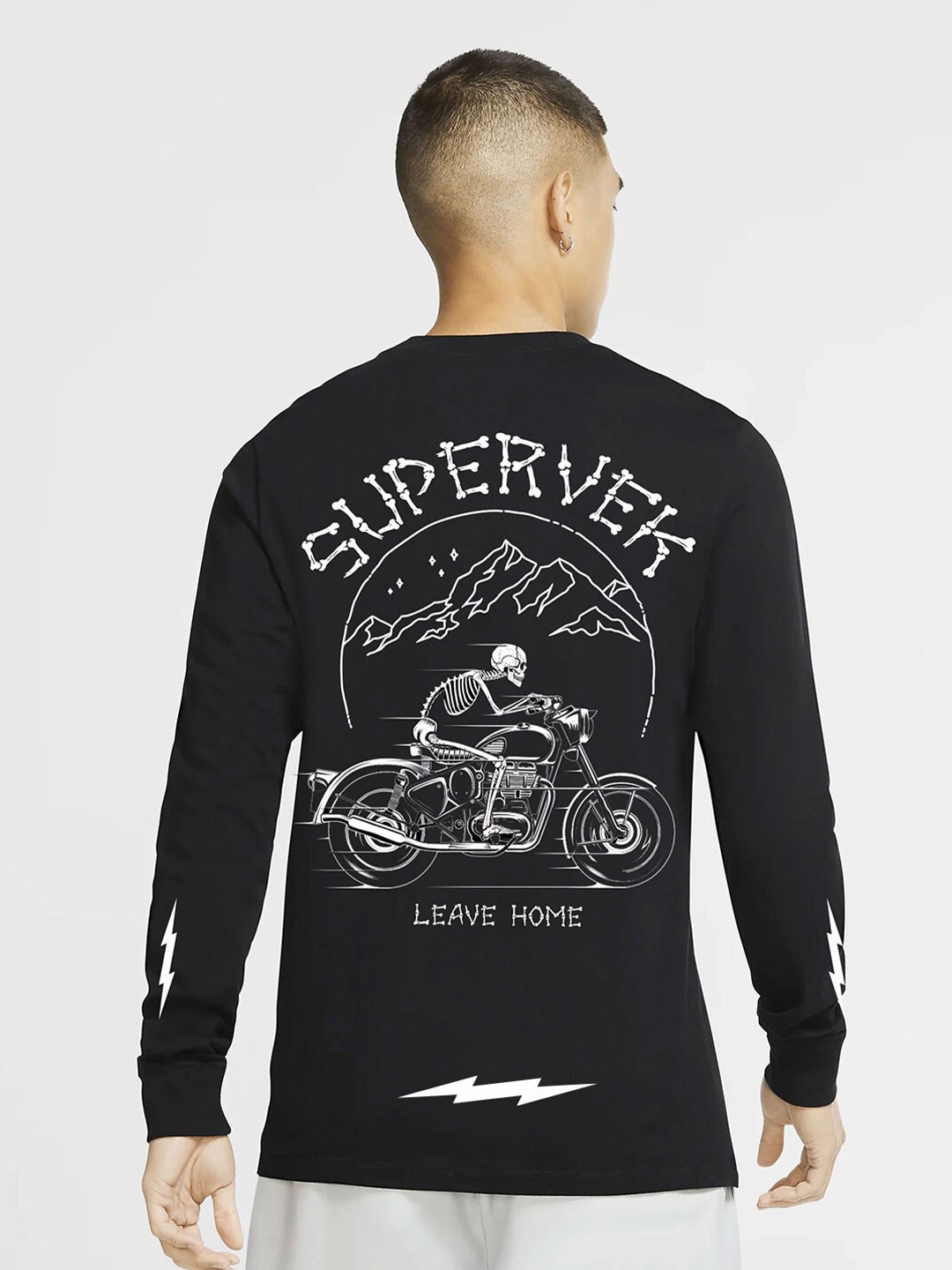 

SUPERVEK Unisex Typography Printed T-shirt, Black