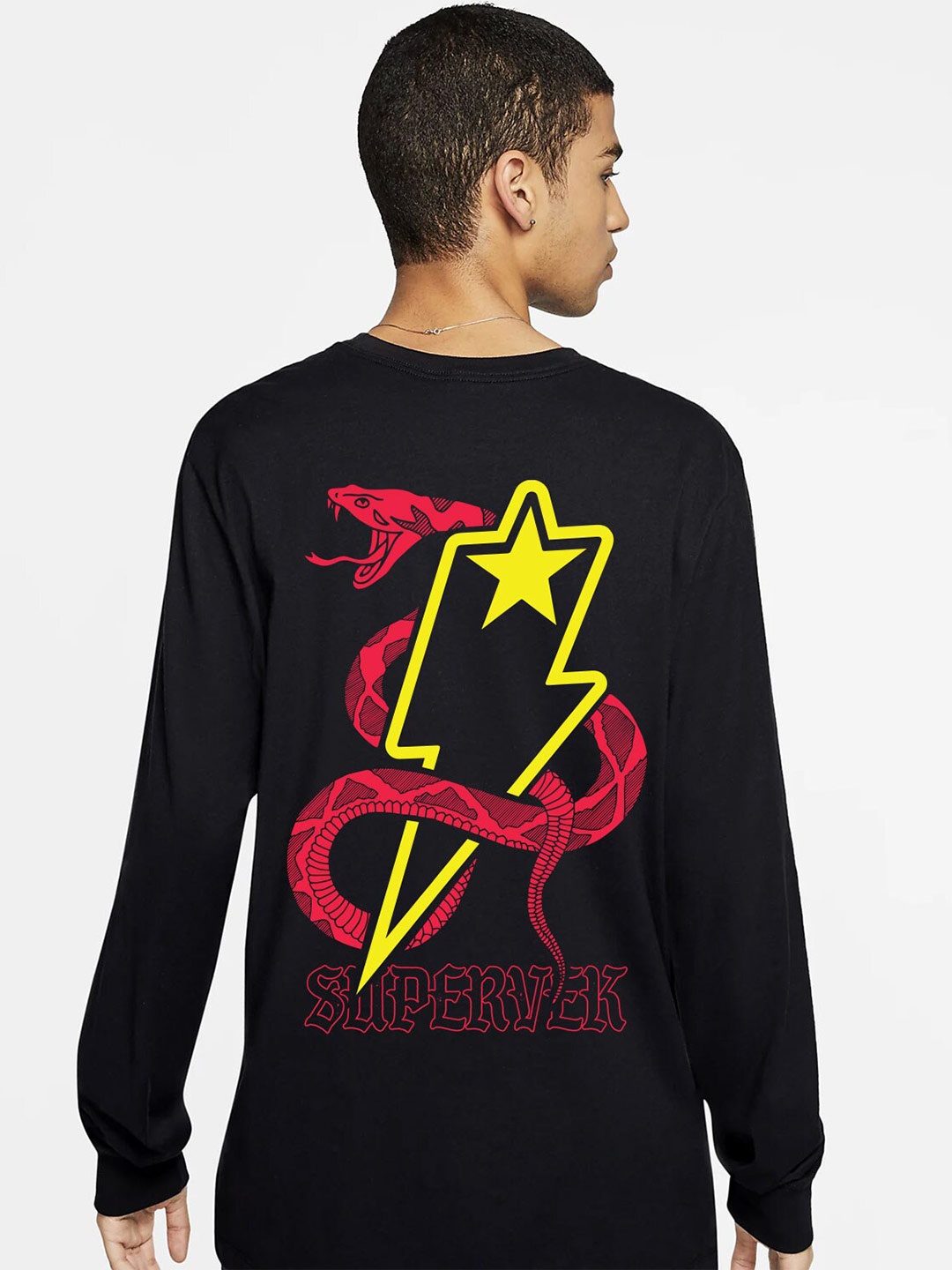 

SUPERVEK Unisex Typography Printed T-shirt, Black