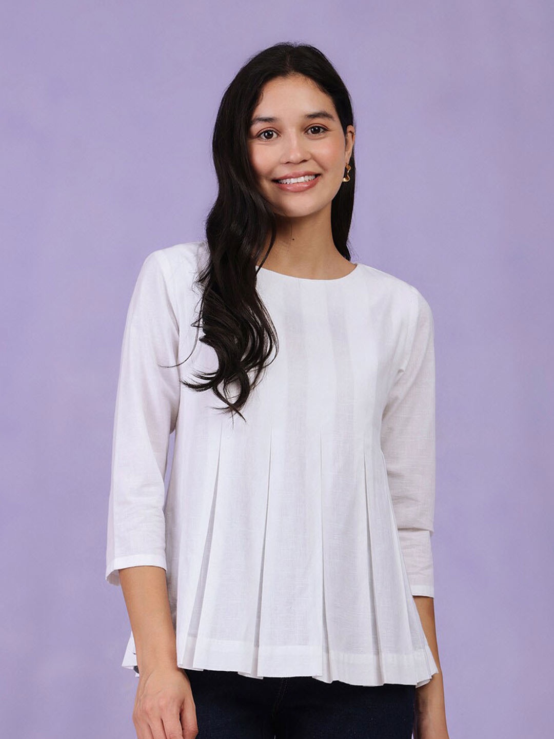 

Pink Fort Cotton Top, White