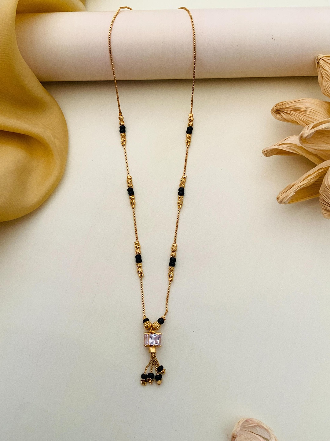 

Anouk Gold-Plated Stones and Beads Mangalsutra