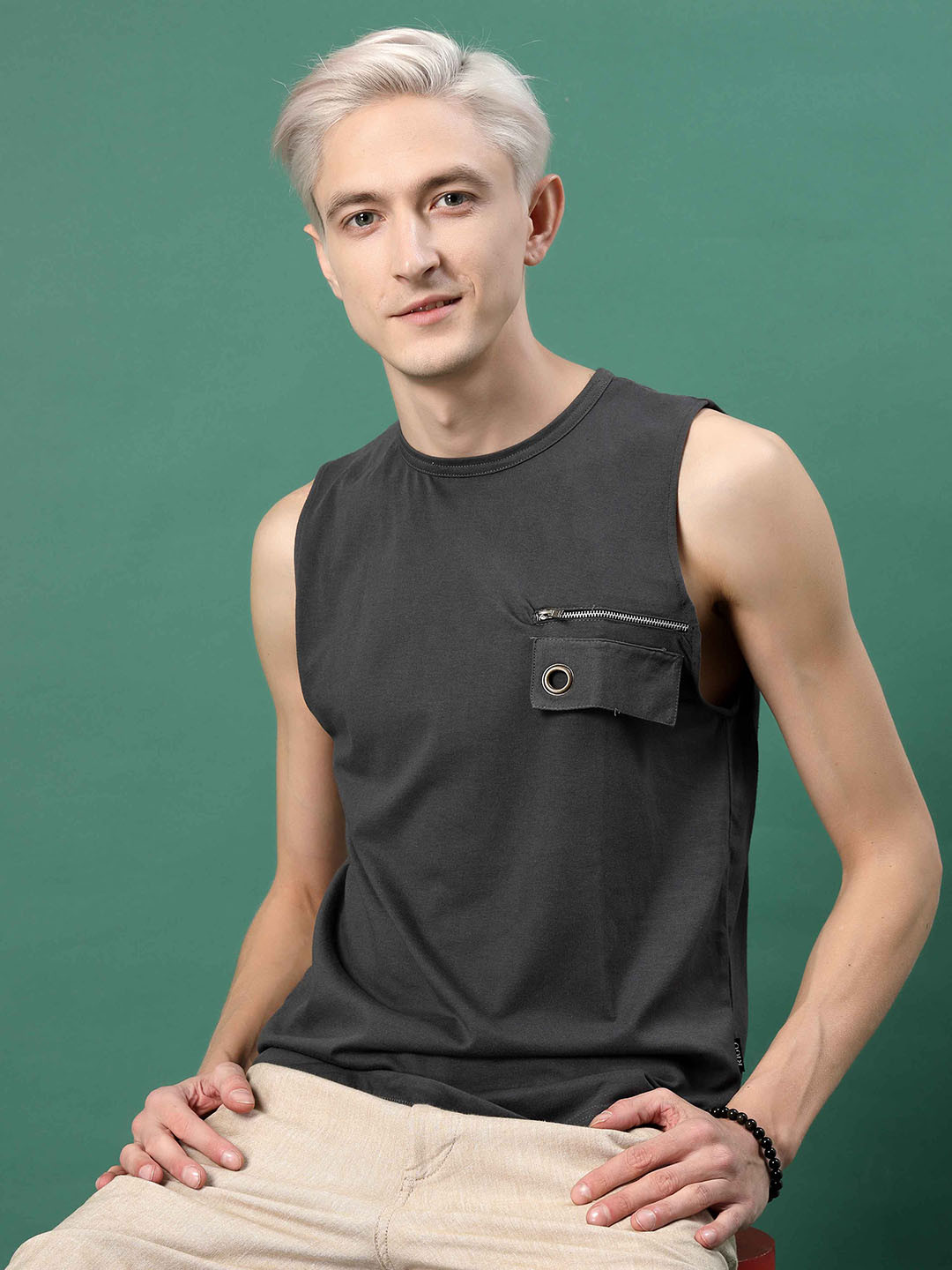 

Rigo Round Neck Sleeveless Cotton Slim Fit Innerwear Vest SD03241078RL, Grey