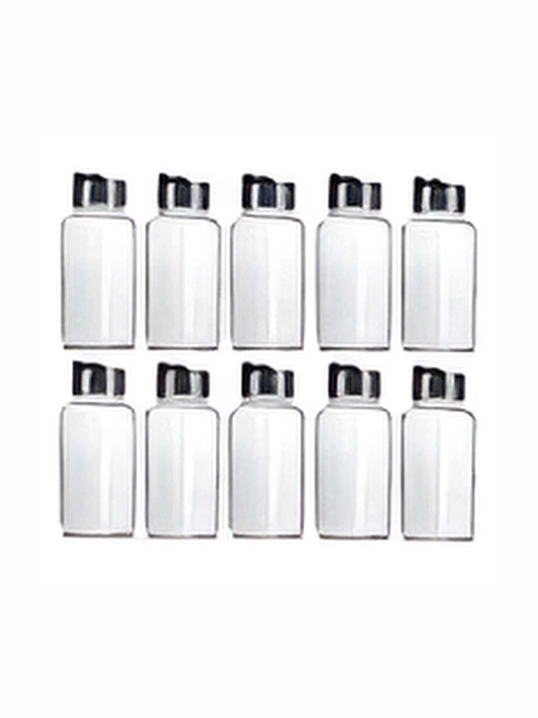 

tyche enterprises Transparent 10 Pieces Dishwasher Safe Glass Spice Jars 100 ml Each