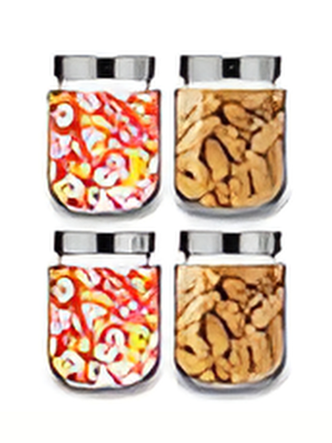 

tyche enterprises Transparent 4 Pcs Piramal Glass Containers 500 ml Each