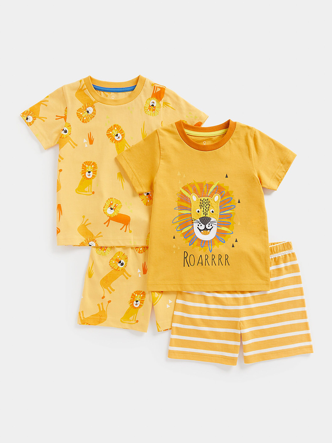 

mothercare Boys Pack of 2 Round Neck Short Sleeves Top with Shorts, Yellow