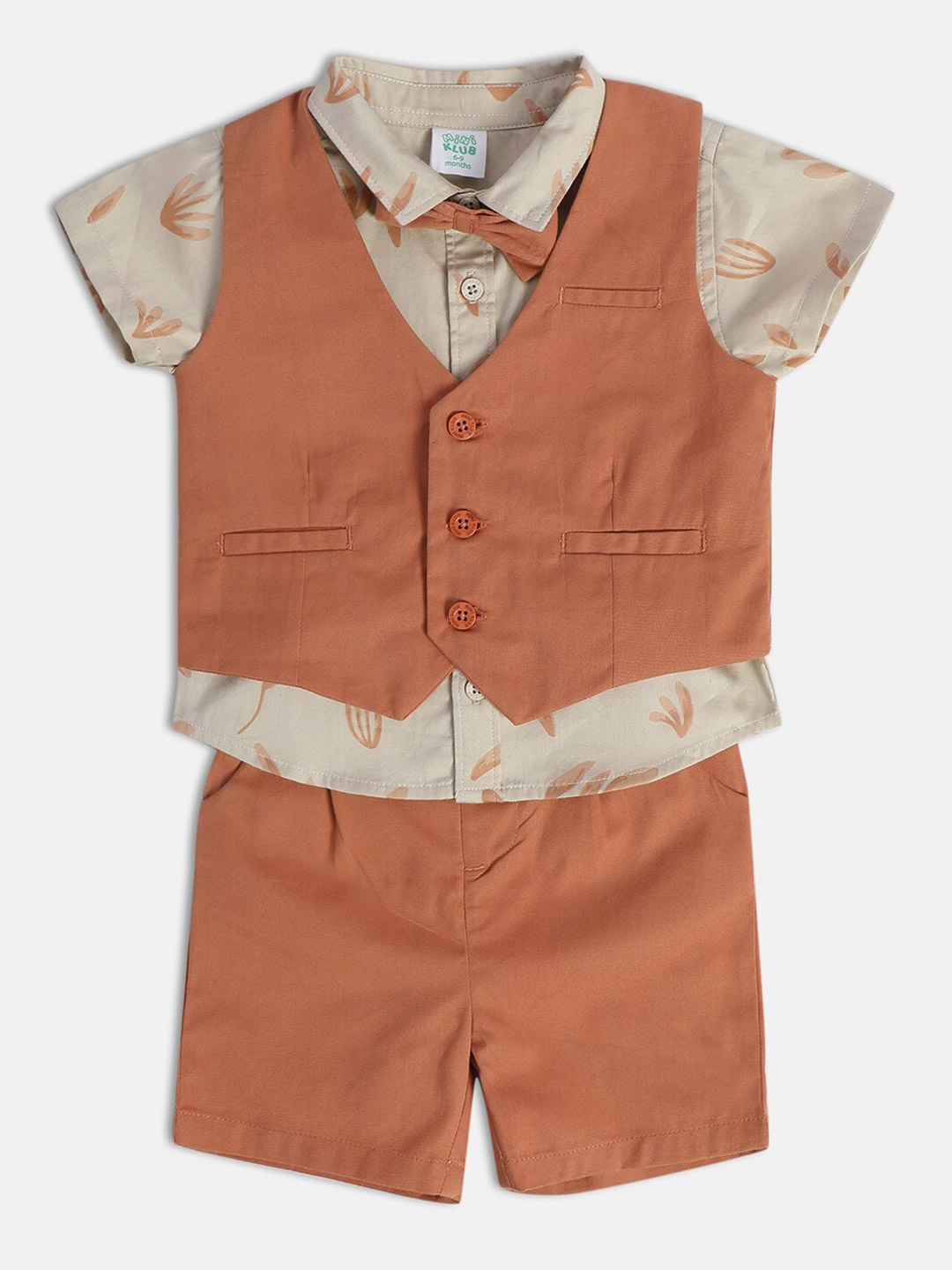 

MINI KLUB Boys Cotton Shirt with Shorts, Brown