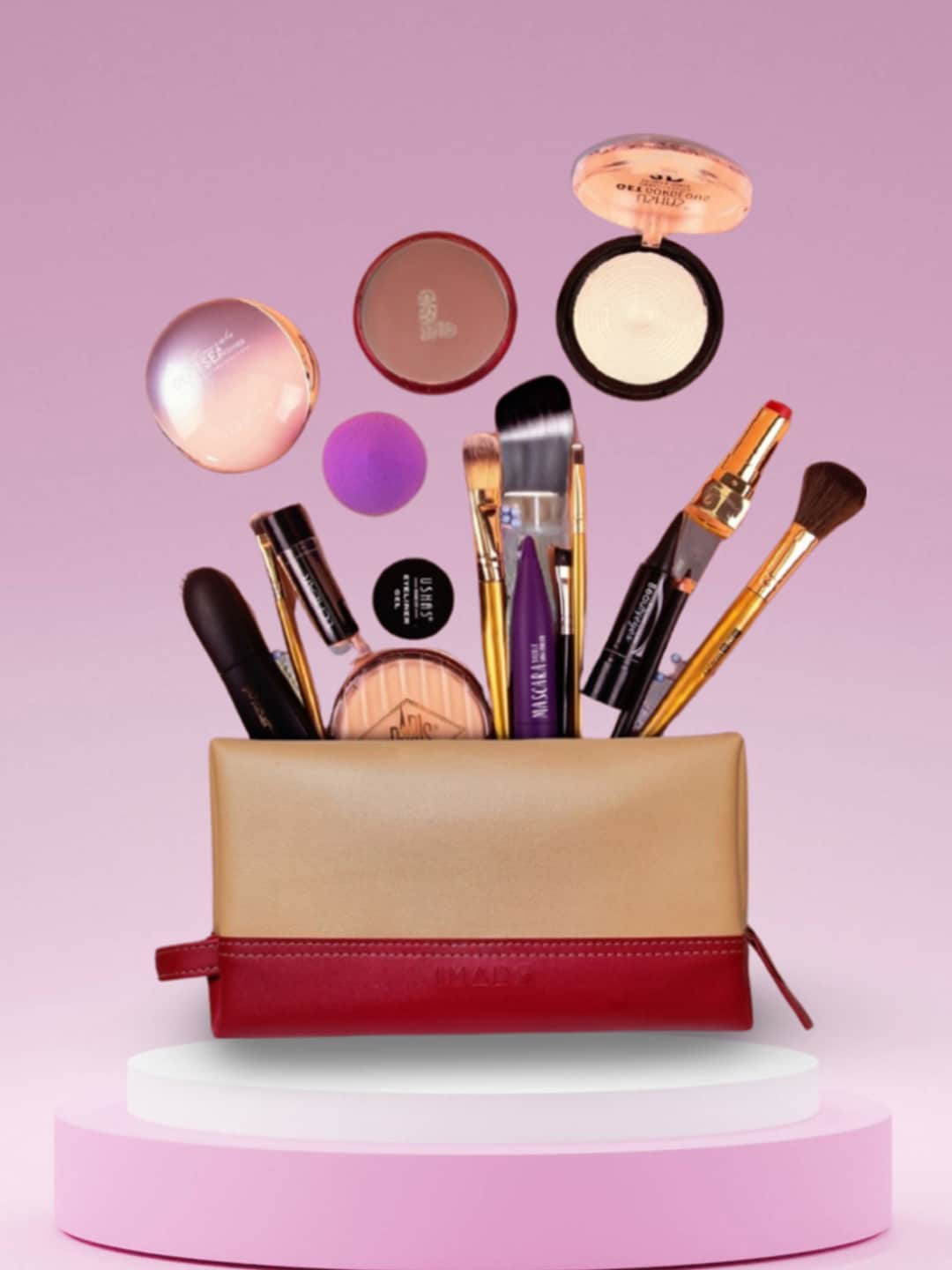 

IMARS Vegan Leather Makeup Pouch, Red