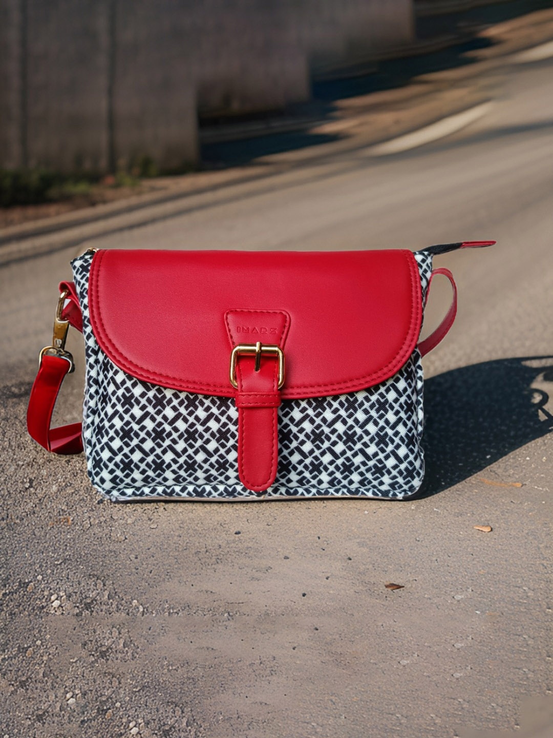 

IMARS Geometric Printed Crossbody Bag, Red