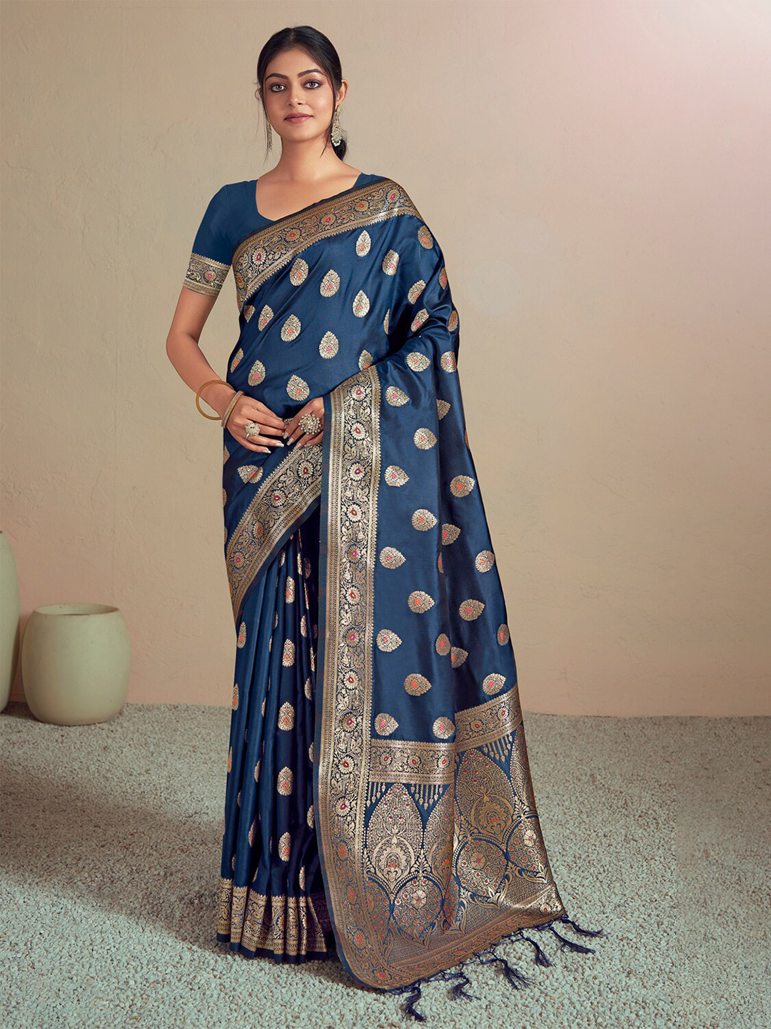 

Ishin Woven Design Zari Saree, Blue