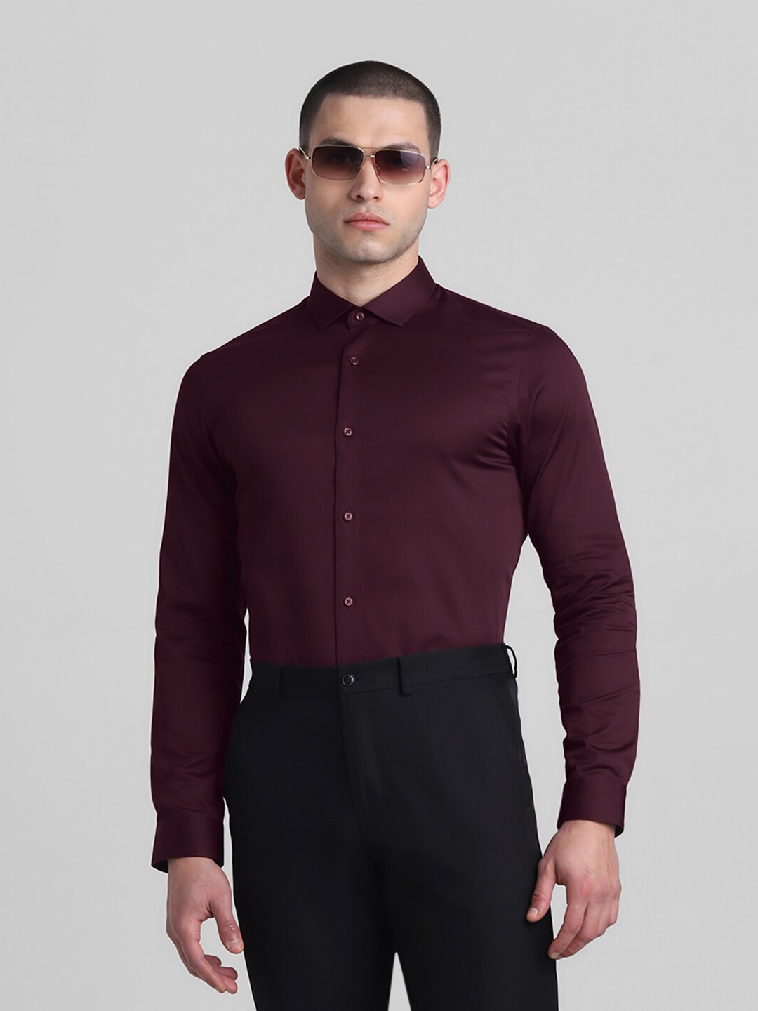 

Jack & Jones Men Slim Fit Opaque Casual Shirt, Maroon