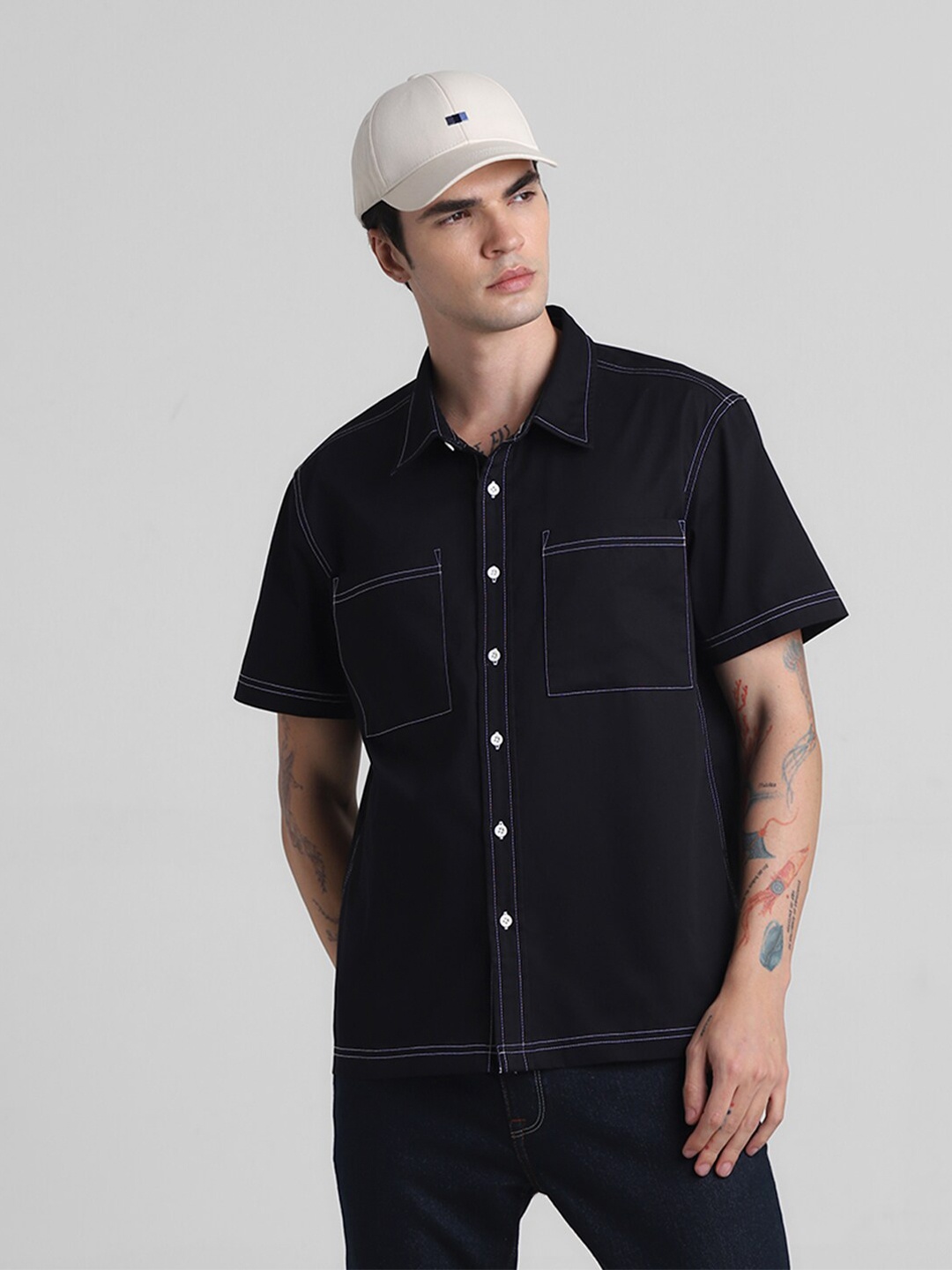 

Jack & Jones Pure Cotton Oversized Shirt, Black